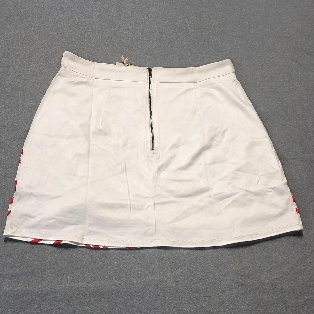 Savanna Jane White Mini Skirt with Red Geometric Embroidery - Picture 3 of 10
